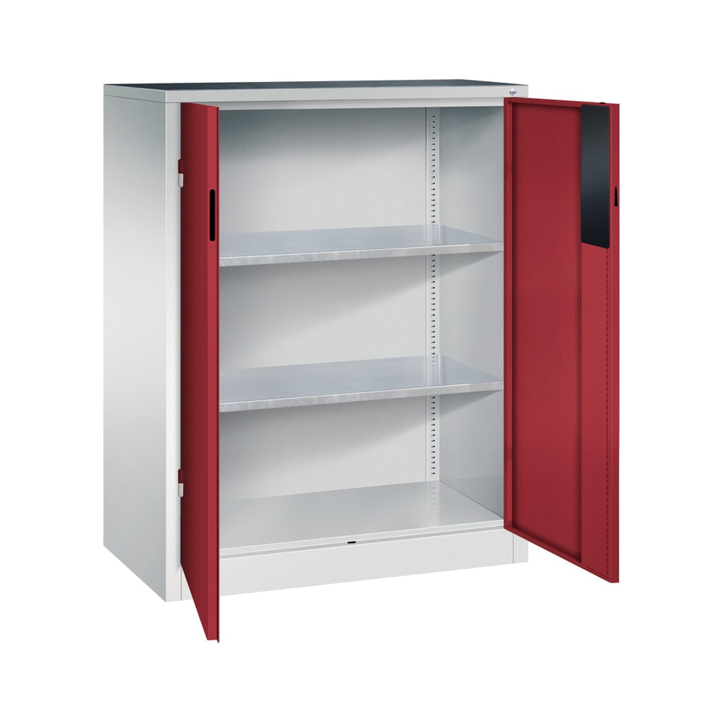 Zwaarlastkast met opensl. deuren, cap. 700 kg, 120x93x50cm, lichtgrijs, robijnrood Productafbeelding nr. 5: Zwaarlastkast met opensl. deuren, cap. 700 kg, 120x93x50cm, lichtgrijs, robijnrood