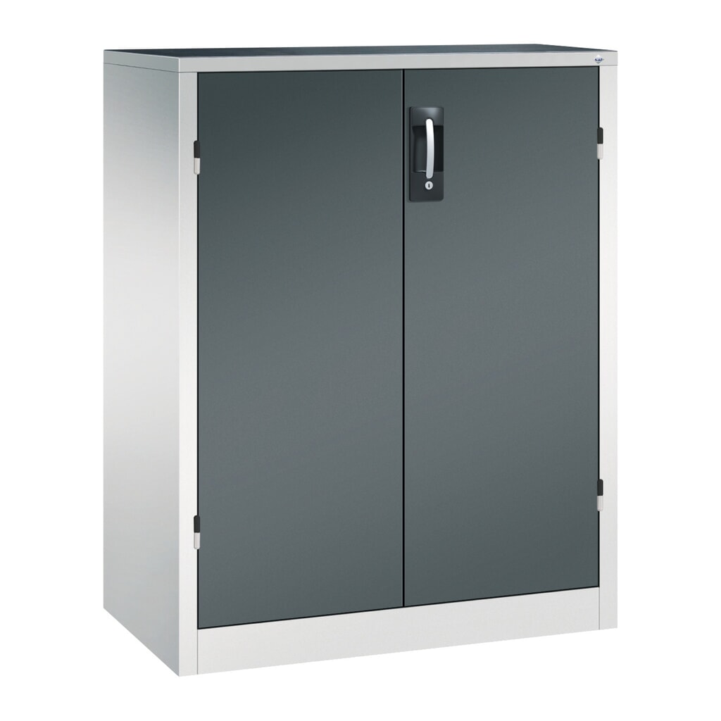 Zwaarlastkast met opensl. deuren, cap. 700 kg, 120x93x50cm, lichtgrijs, antracietgrijs Product afbeelding: Zwaarlastkast met opensl. deuren, cap. 700 kg, 120x93x50cm, lichtgrijs, antracietgrijs