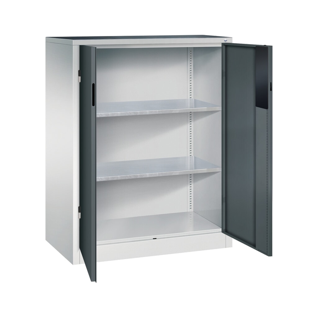 Zwaarlastkast met opensl. deuren, cap. 700 kg, 120x93x50cm, lichtgrijs, antracietgrijs Productafbeelding nr. 5: Zwaarlastkast met opensl. deuren, cap. 700 kg, 120x93x50cm, lichtgrijs, antracietgrijs