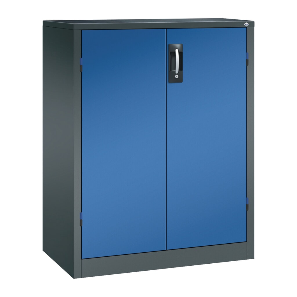 Zwaarlastkast met opensl. deuren, cap. 700 kg, 120x93x50cm, antracietgrijs, gentiaanblauw Product afbeelding: Zwaarlastkast met opensl. deuren, cap. 700 kg, 120x93x50cm, antracietgrijs, gentiaanblauw