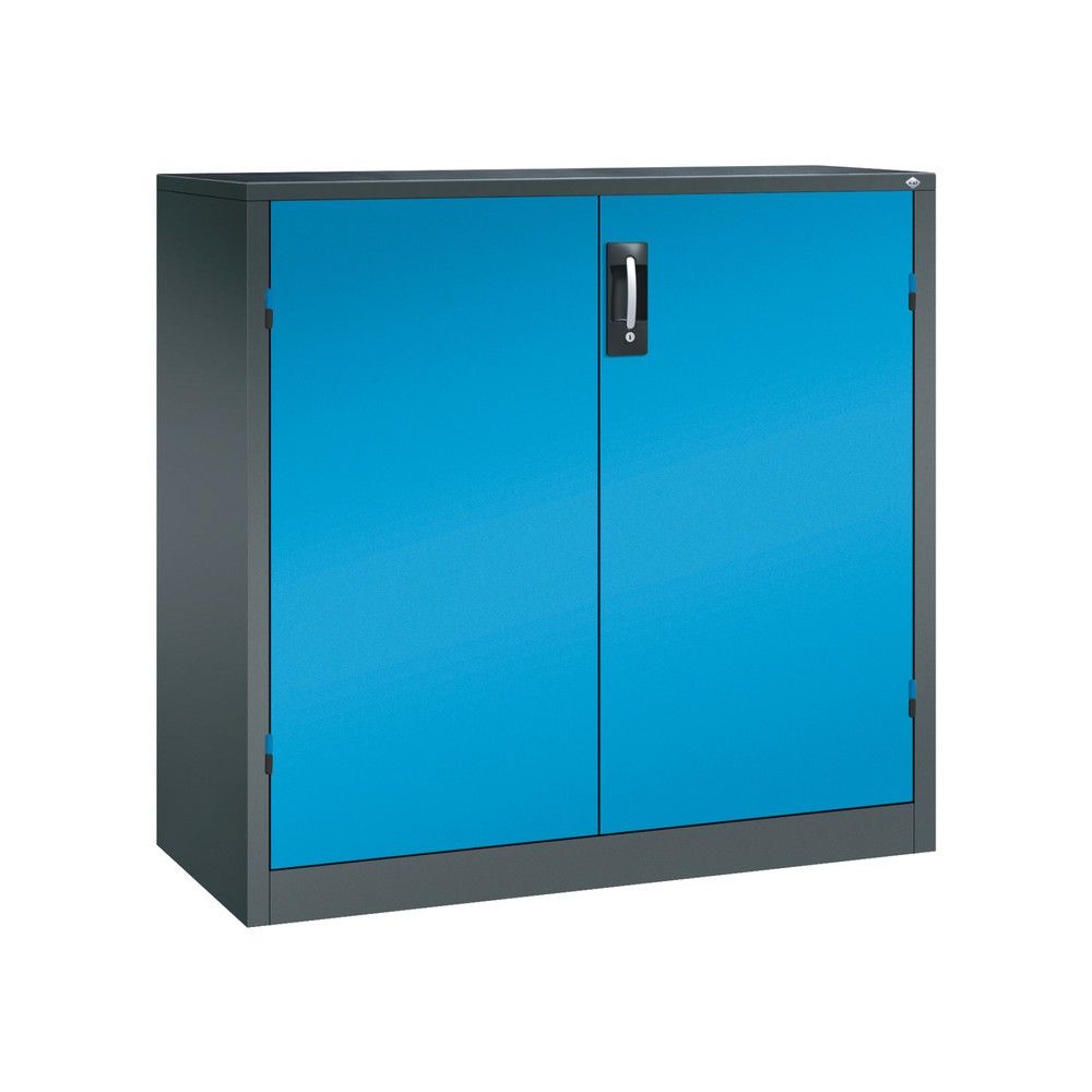 Product afbeelding: Zwaarlastkast met opensl. deuren, cap. 700 kg, 120x120x50cm, antracietgrijs, lichtblauw