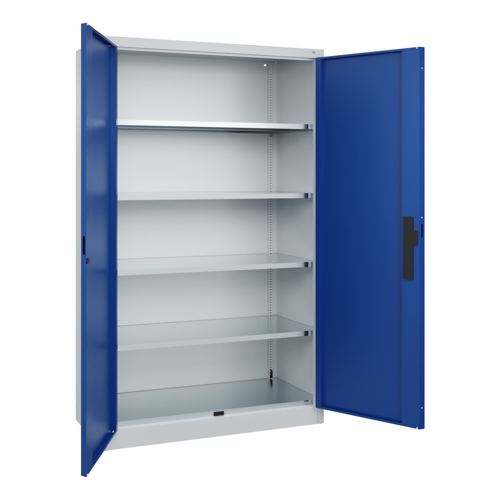 Productafbeelding nr. 3: Zwaarlastkast met opensl. deuren, cap. 700 kg, 195x120x50cm, lichtgrijs, gentiaanblauw