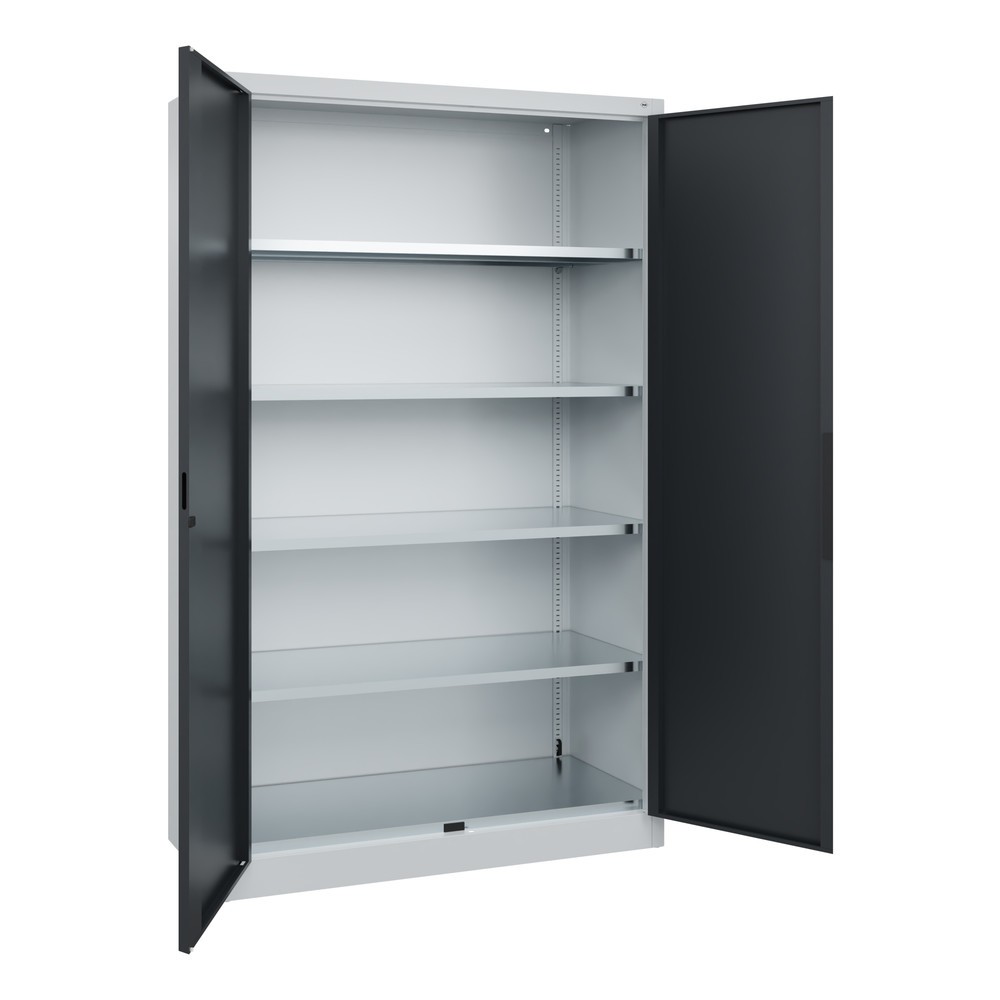 Productafbeelding nr. 3: Zwaarlastkast met opensl. deuren, cap. 700 kg, 195x120x50cm, lichtgrijs, zwartgrijs