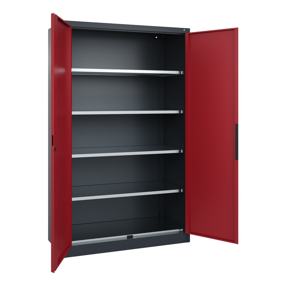 Productafbeelding nr. 3: Zwaarlastkast met opensl. deuren, cap. 700 kg, 195x120x50cm, antracietgrijs, robijnrood