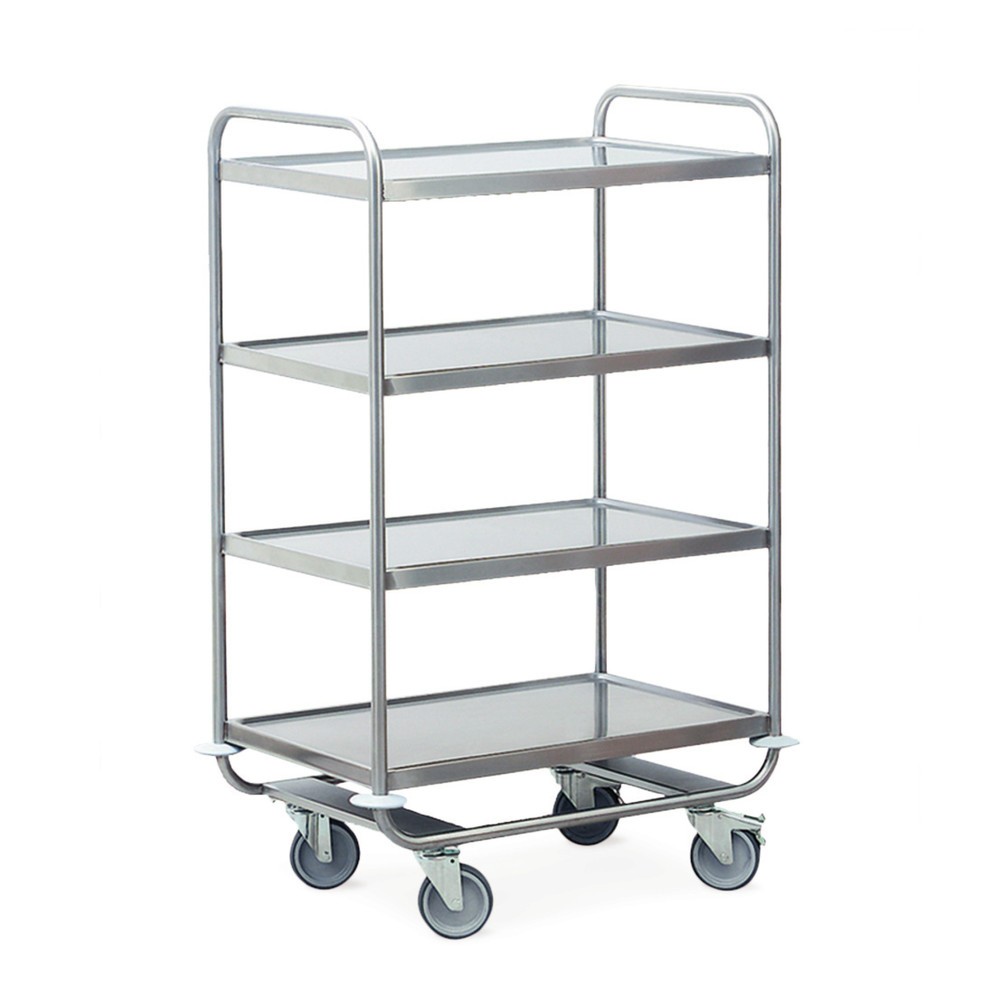 Productafbeelding nr. 1: Zware serveerwagen HUPFER® van roestvrijstaal, 4 etages van 1.000 x 600 mm