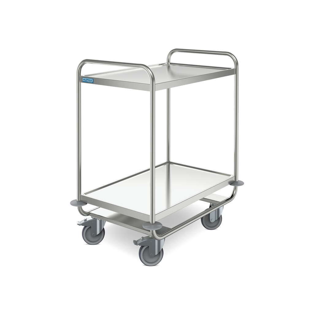Product afbeelding: Zware serveerwagen HUPFER® van roestvrijstaal, 2 etages van 800 x 500 mm