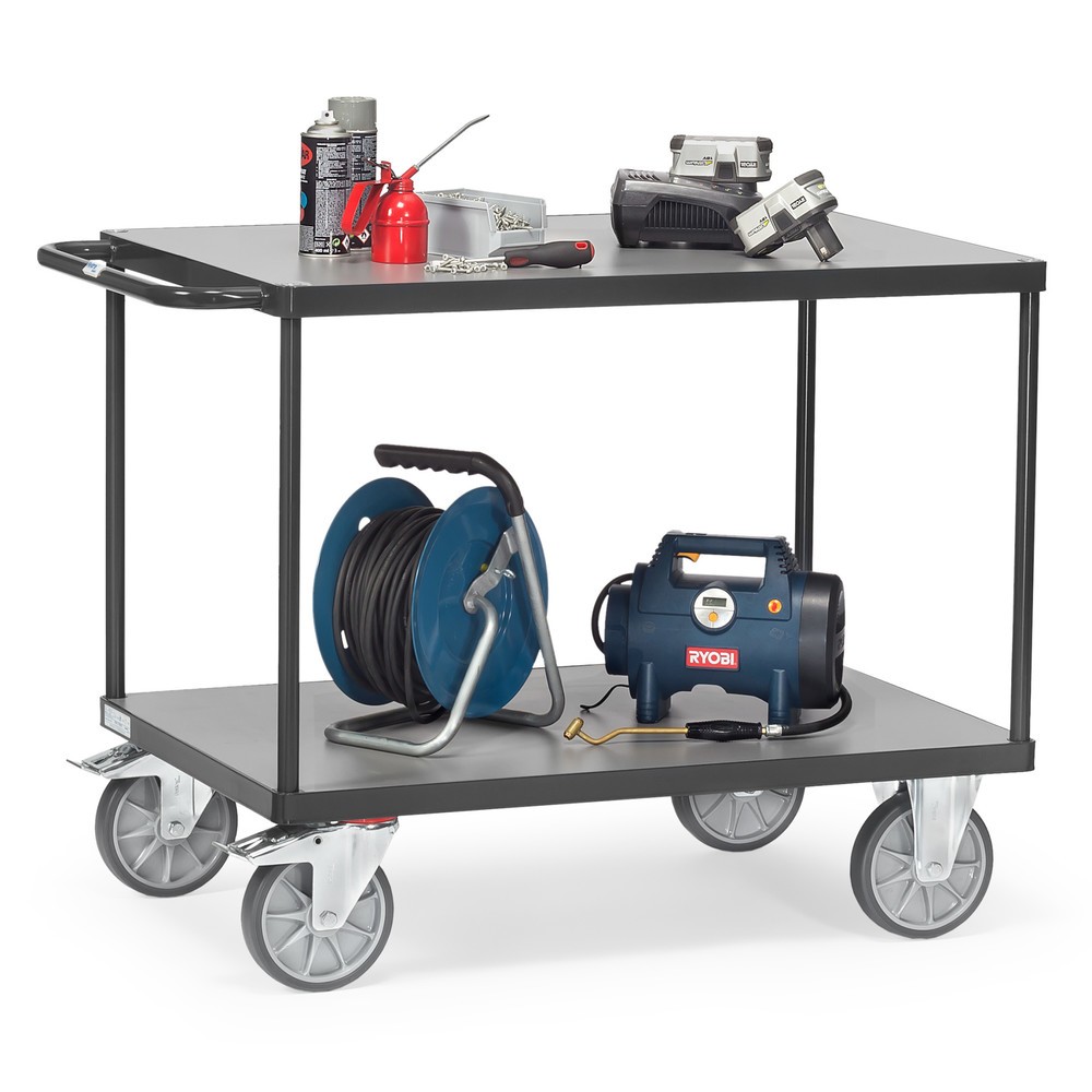 Productafbeelding nr. 2: Zware tafel- en montagewagen fetra®, 2 etages van 700 x 1.000 mm, antracietgrijs