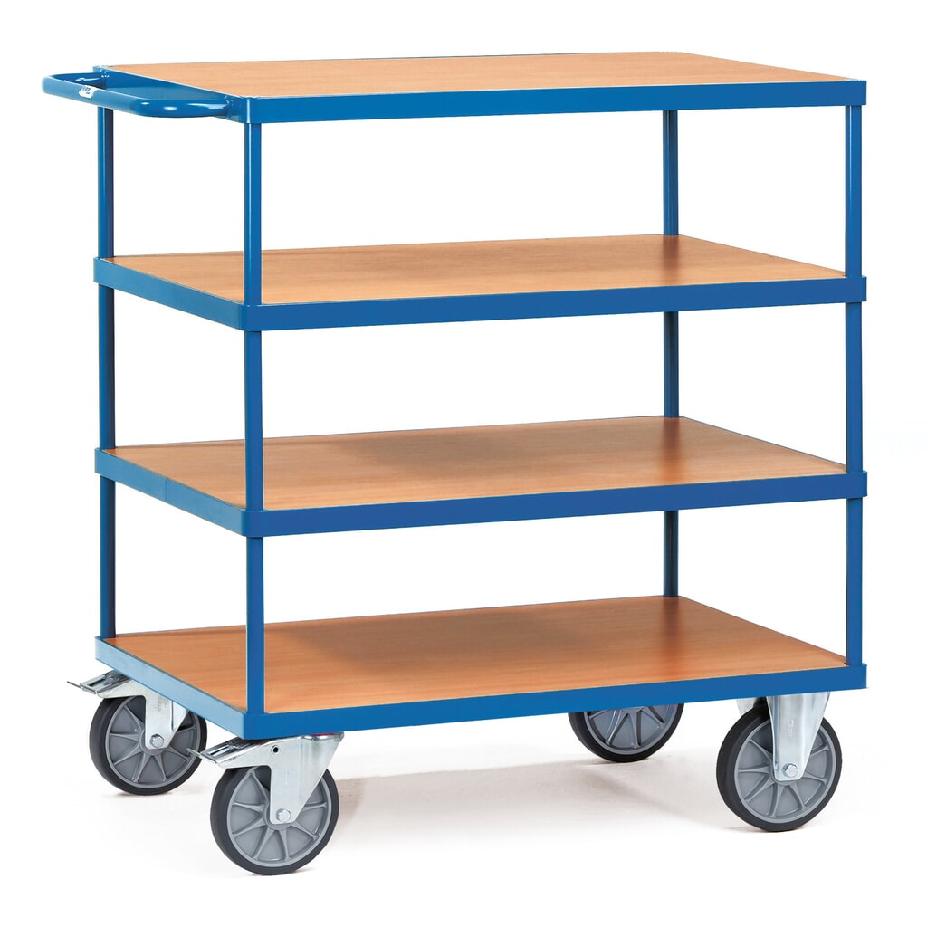 Zware tafel- en montagewagen fetra®, 4 etages van 500 x 850 mm Product afbeelding: Zware tafel- en montagewagen fetra®, 4 etages van 500 x 850 mm