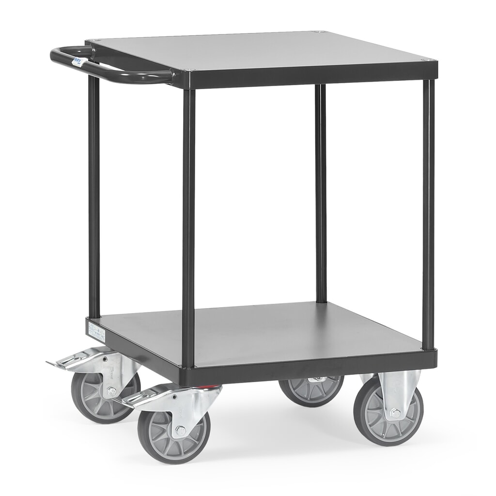 Product afbeelding: Zware tafel- en montagewagen fetra®, 2 etages van 600 x 600 mm, antracietgrijs
