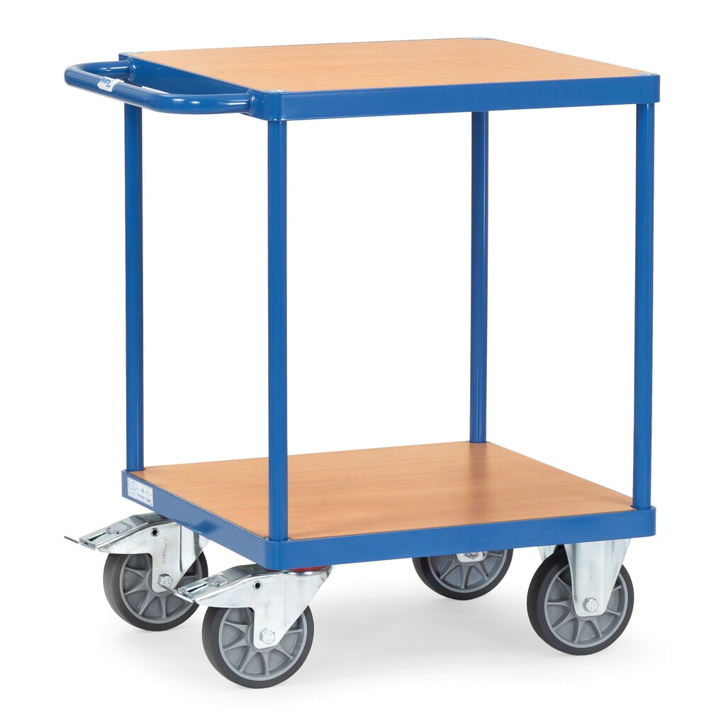 Zware tafel- en montagewagen fetra®, 2 etages van 600 x 600 mm Product afbeelding: Zware tafel- en montagewagen fetra®, 2 etages van 600 x 600 mm