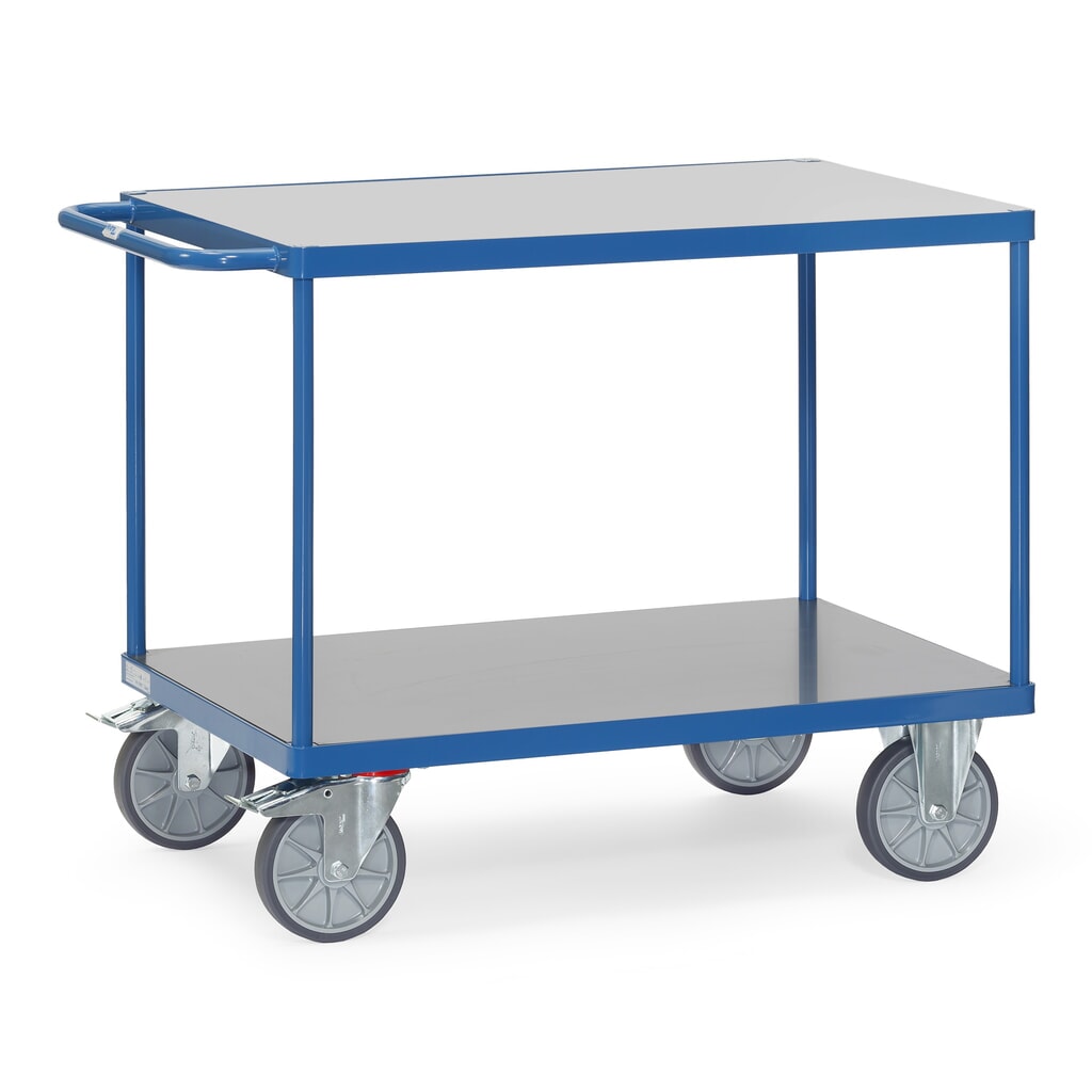 Zware tafel- en montagewagen fetra®, weerbestendig laadvlak, 2 etages van 600 x 1.000 mm, briljantblauw Product afbeelding: Zware tafel- en montagewagen fetra®, weerbestendig laadvlak, 2 etages van 600 x 1.000 mm, briljantblauw