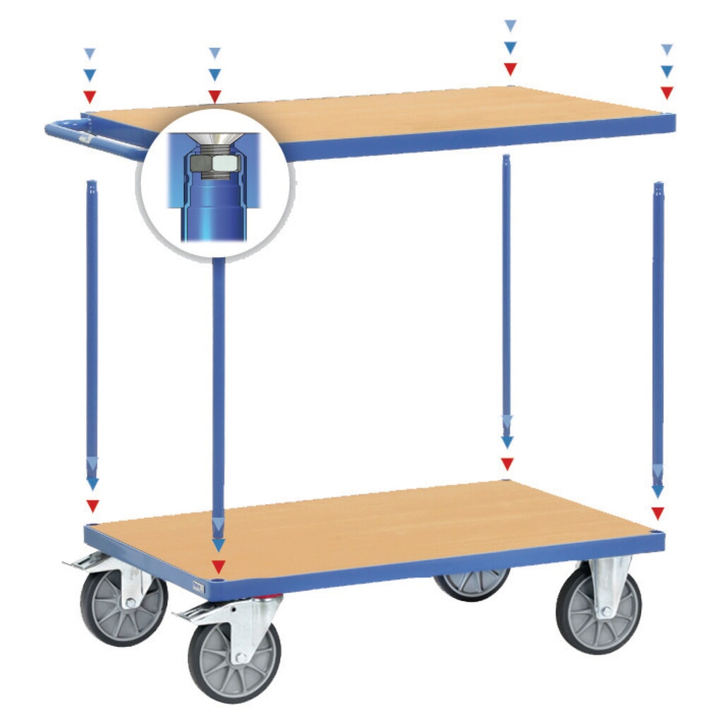 Zware tafel- en montagewagen fetra®, 2 etages van 500 x 850 mm Productafbeelding nr. 4: Zware tafel- en montagewagen fetra®, 2 etages van 500 x 850 mm