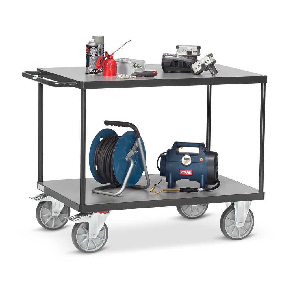 Productafbeelding nr. 3: Zware tafel- en montagewagen fetra®, 2 etages van 700 x 1.000 mm, antracietgrijs