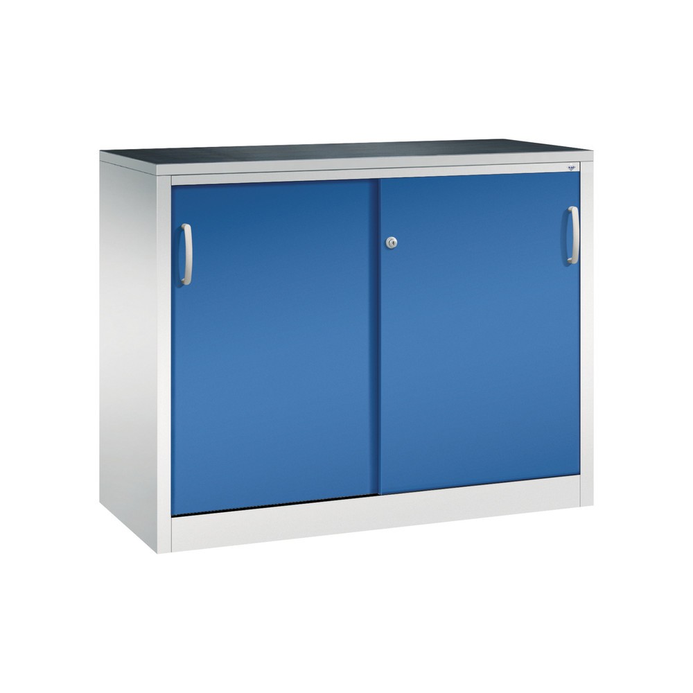 Product afbeelding: Zwarelast-schuifdeurenkast C+P, hxbxd 1.000 x 1.200 x 500 mm, lichtgrijs, gentiaanblauw