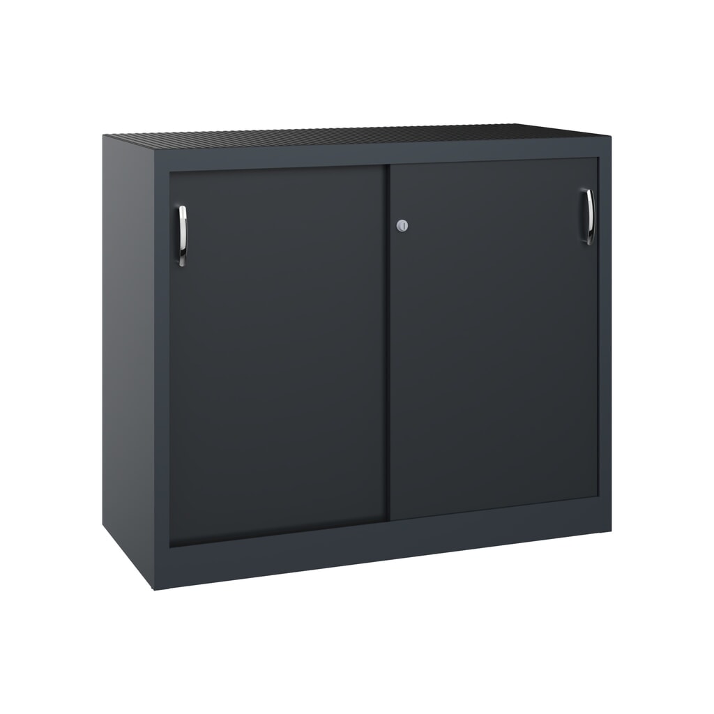 Zwarelast-schuifdeurenkast C+P, hxbxd 1.000 x 1.200 x 500 mm, antracietgrijs, zwartgrijs Product afbeelding: Zwarelast-schuifdeurenkast C+P, hxbxd 1.000 x 1.200 x 500 mm, antracietgrijs, zwartgrijs