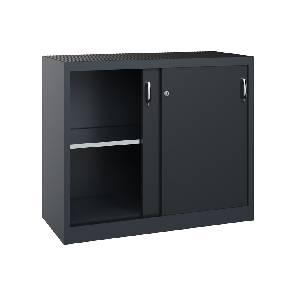 Zwarelast-schuifdeurenkast C+P, hxbxd 1.000 x 1.200 x 500 mm, antracietgrijs, zwartgrijs Productafbeelding nr. 2: Zwarelast-schuifdeurenkast C+P, hxbxd 1.000 x 1.200 x 500 mm, antracietgrijs, zwartgrijs