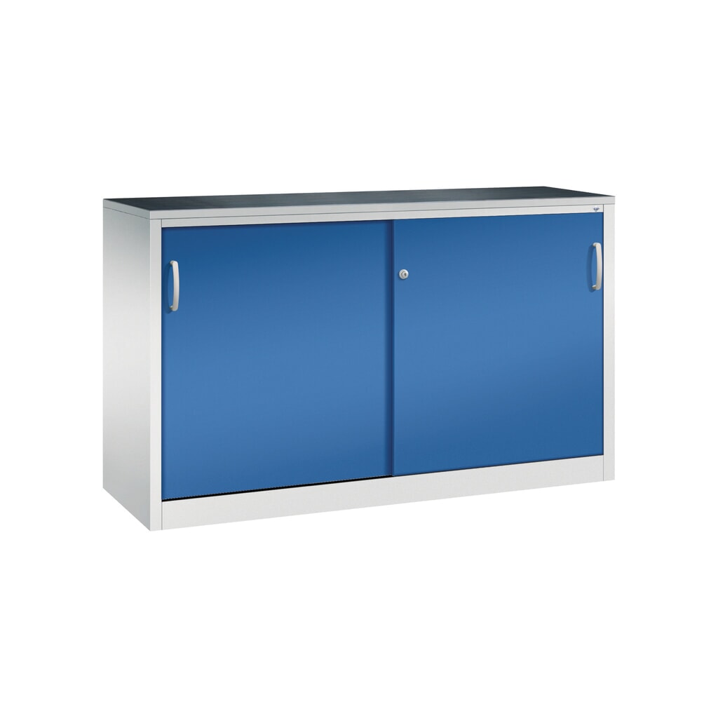 Product afbeelding: Zwarelast-schuifdeurenkast C+P, hxbxd 1.000 x 1.600 x 500 mm, lichtgrijs, gentiaanblauw