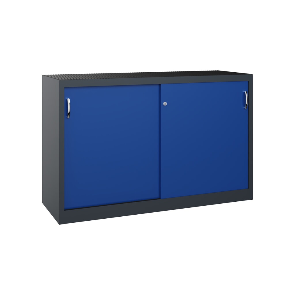 Product afbeelding: Zwarelast-schuifdeurenkast C+P, hxbxd 1.000 x 1.600 x 500 mm, antracietgrijs, gentiaanblauw