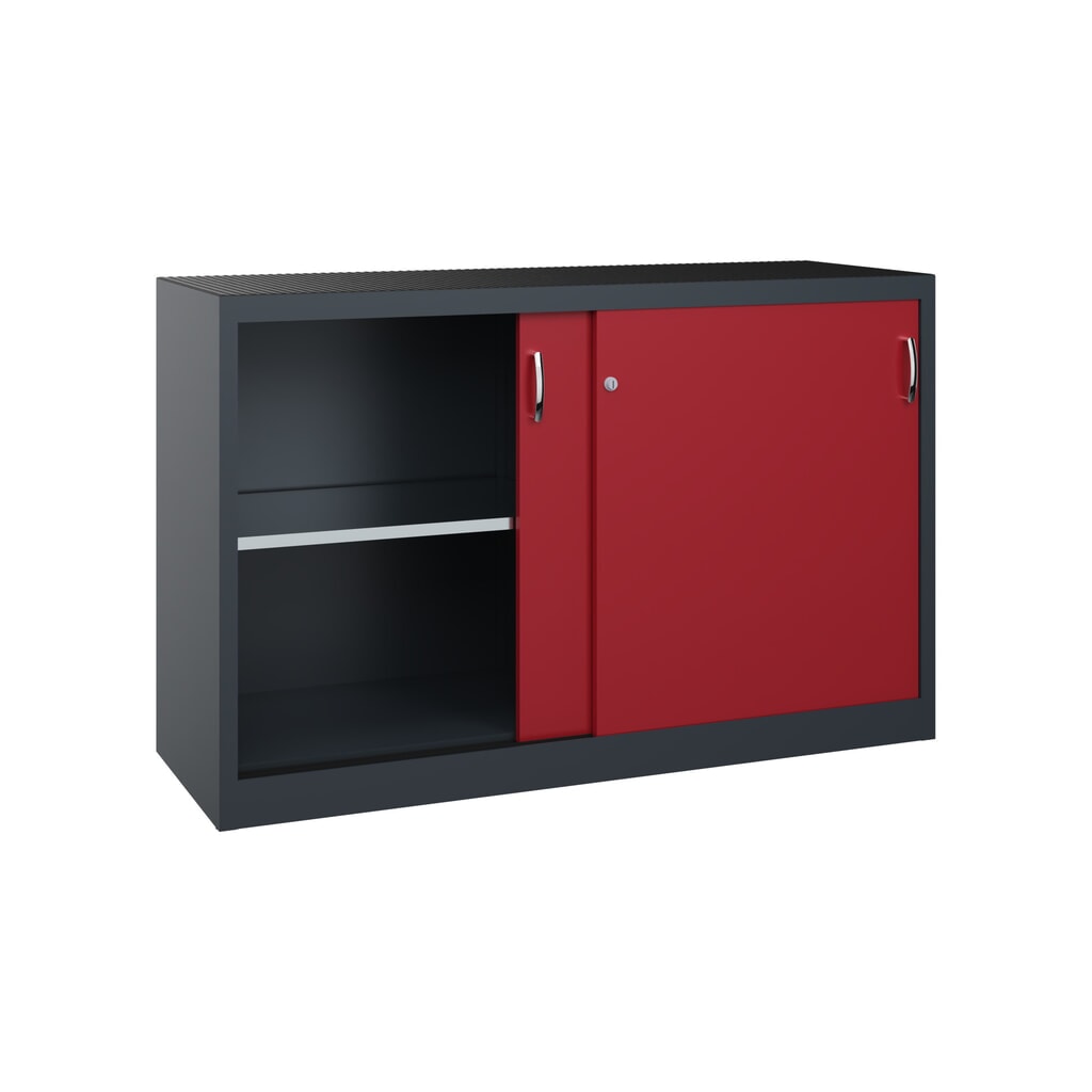 Productafbeelding nr. 2: Zwarelast-schuifdeurenkast C+P, hxbxd 1.000 x 1.600 x 500 mm, antracietgrijs, robijnrood