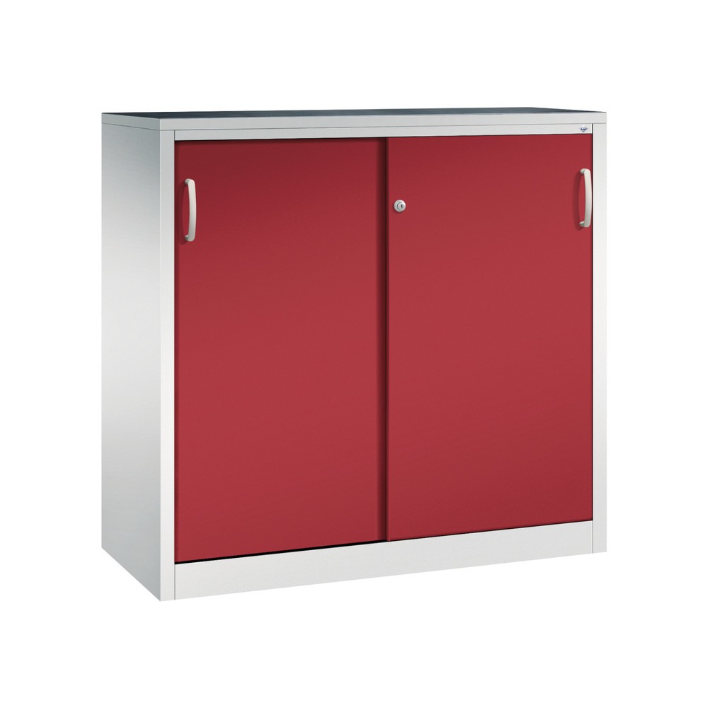 Product afbeelding: Zwarelast-schuifdeurenkast C+P, hxbxd 1.200 x 1.200 x 500 mm, lichtgrijs, robijnrood