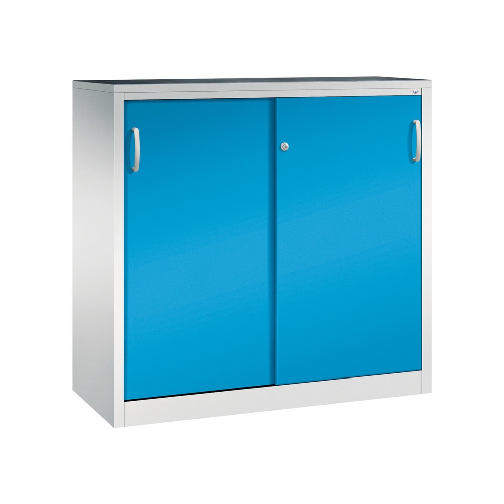 Product afbeelding: Zwarelast-schuifdeurenkast C+P, hxbxd 1.200 x 1.200 x 500 mm, lichtgrijs, lichtblauw