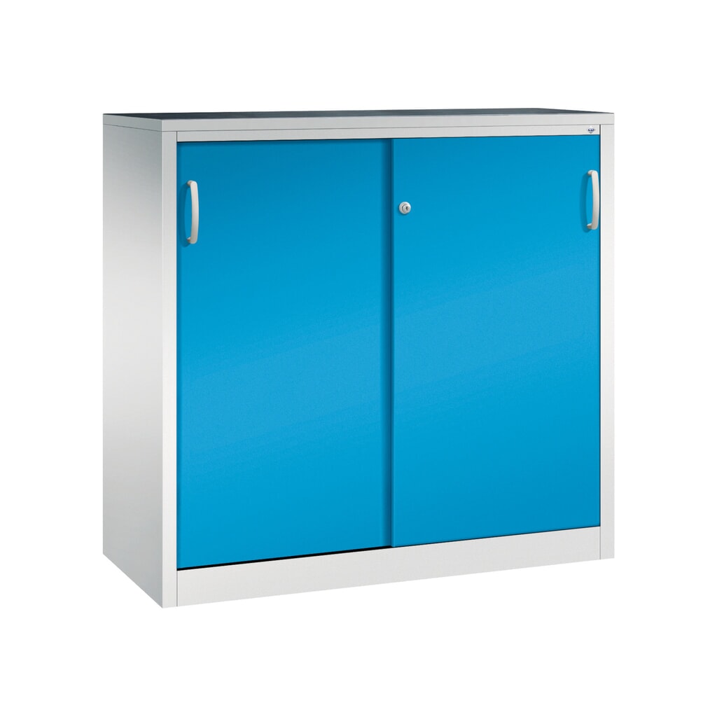 Product afbeelding: Zwarelast-schuifdeurenkast C+P, hxbxd 1.200 x 1.200 x 500 mm, lichtgrijs, lichtblauw