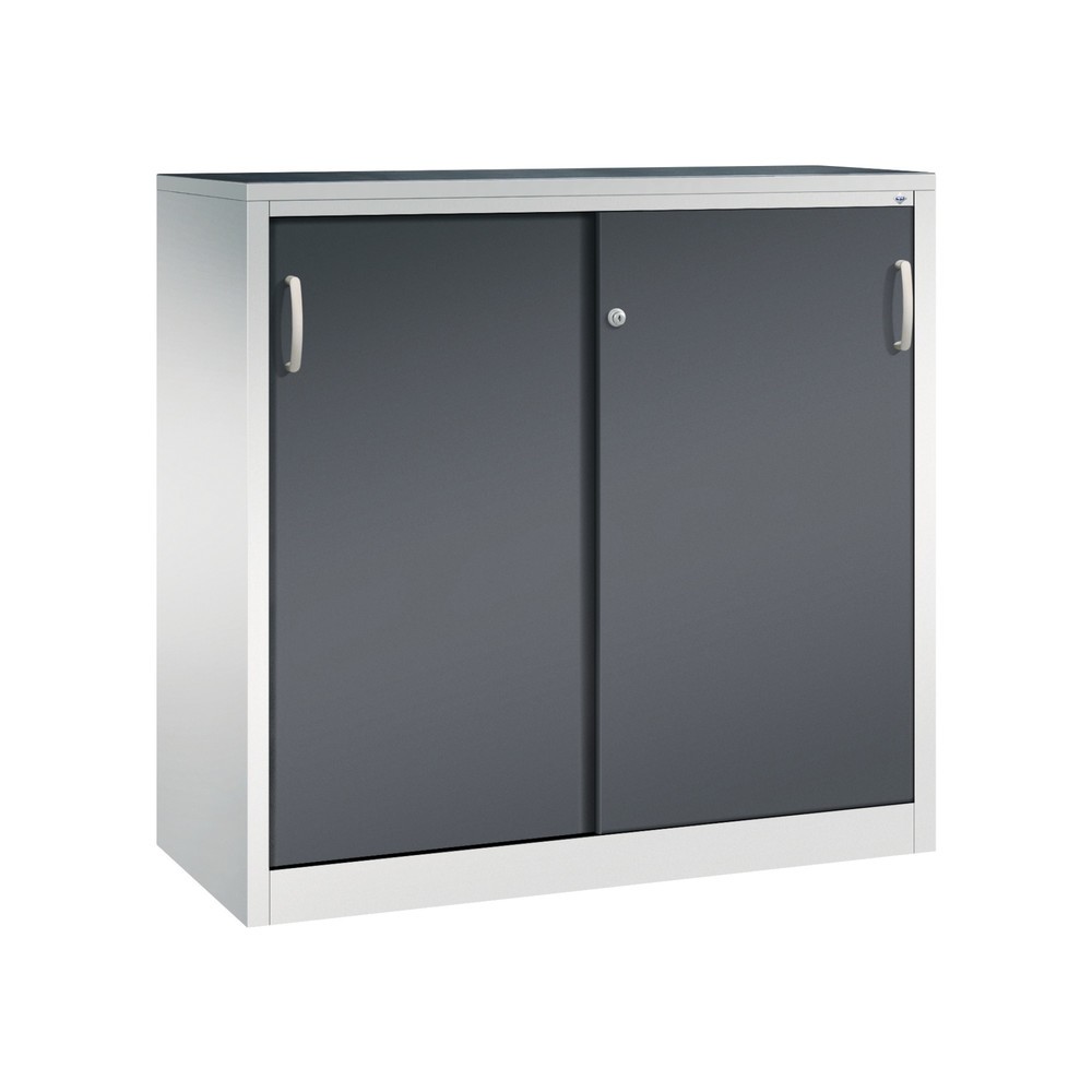 Product afbeelding: Zwarelast-schuifdeurenkast C+P, hxbxd 1.200 x 1.200 x 500 mm, lichtgrijs, zwartgrijs