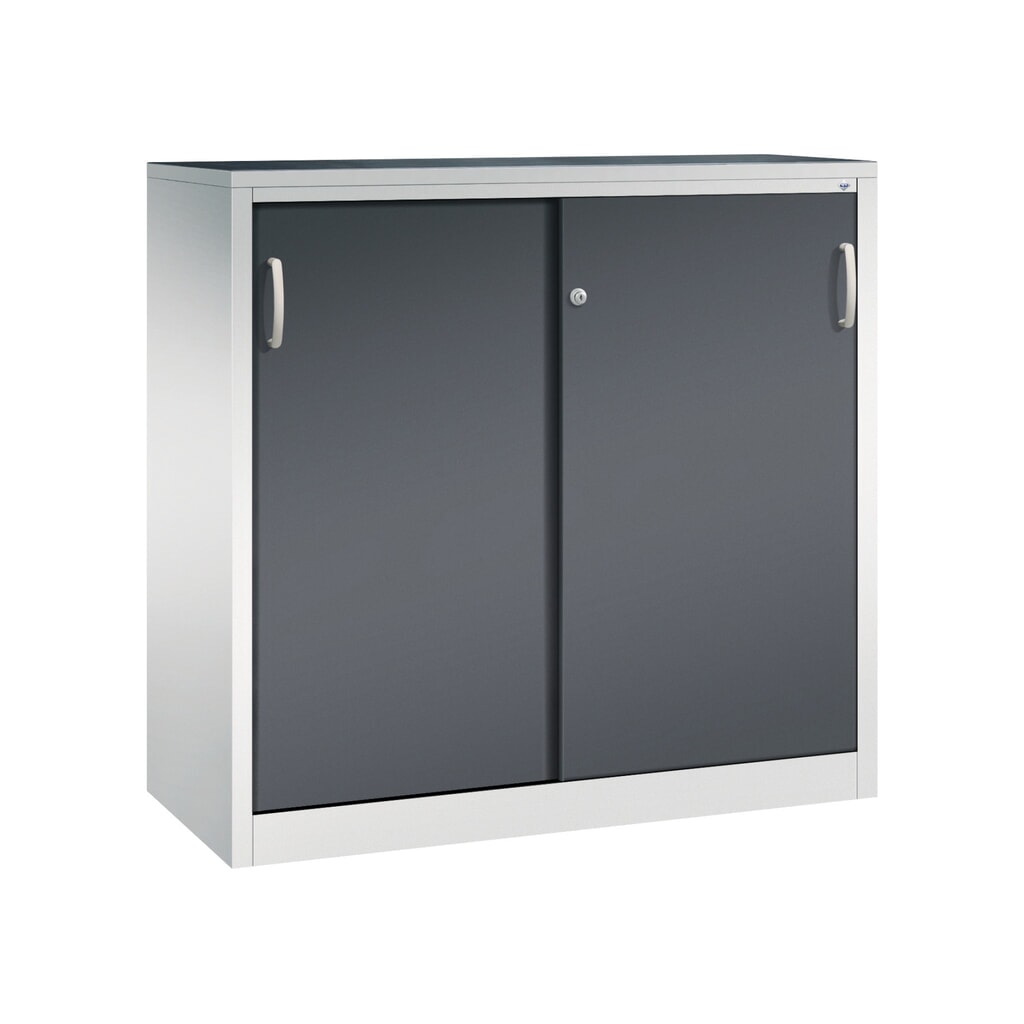 Product afbeelding: Zwarelast-schuifdeurenkast C+P, hxbxd 1.200 x 1.200 x 500 mm, lichtgrijs, zwartgrijs