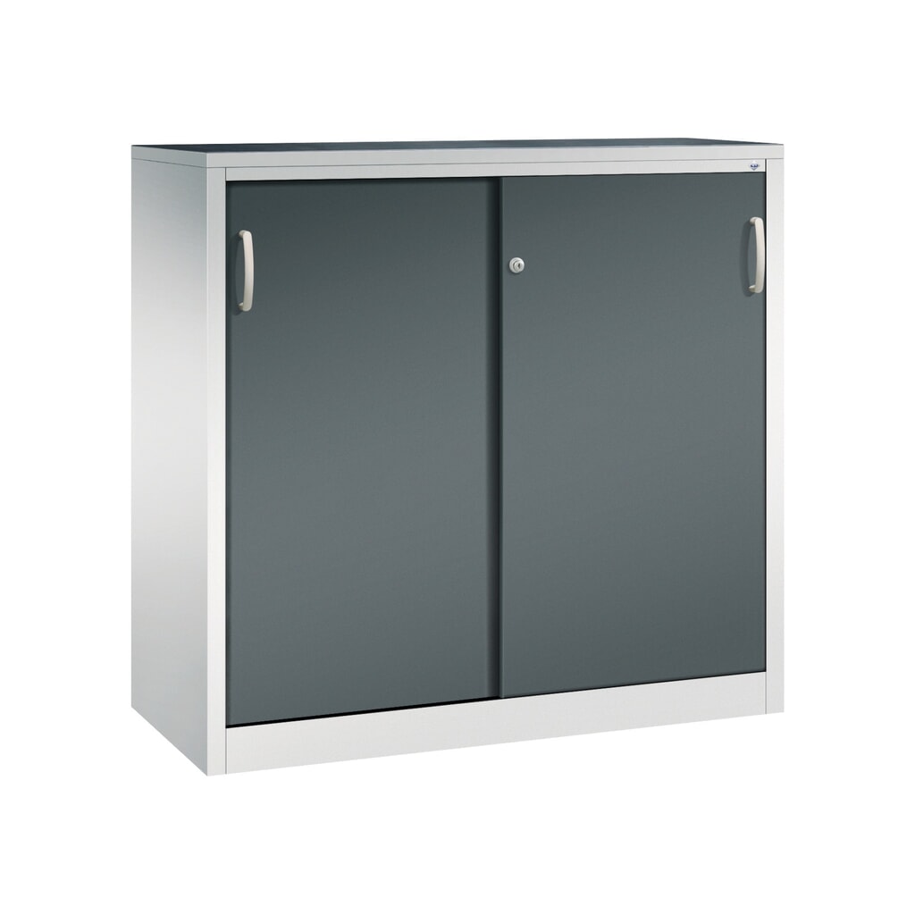 Zwarelast-schuifdeurenkast C+P, hxbxd 1.200 x 1.200 x 500 mm, lichtgrijs, antracietgrijs Product afbeelding: Zwarelast-schuifdeurenkast C+P, hxbxd 1.200 x 1.200 x 500 mm, lichtgrijs, antracietgrijs