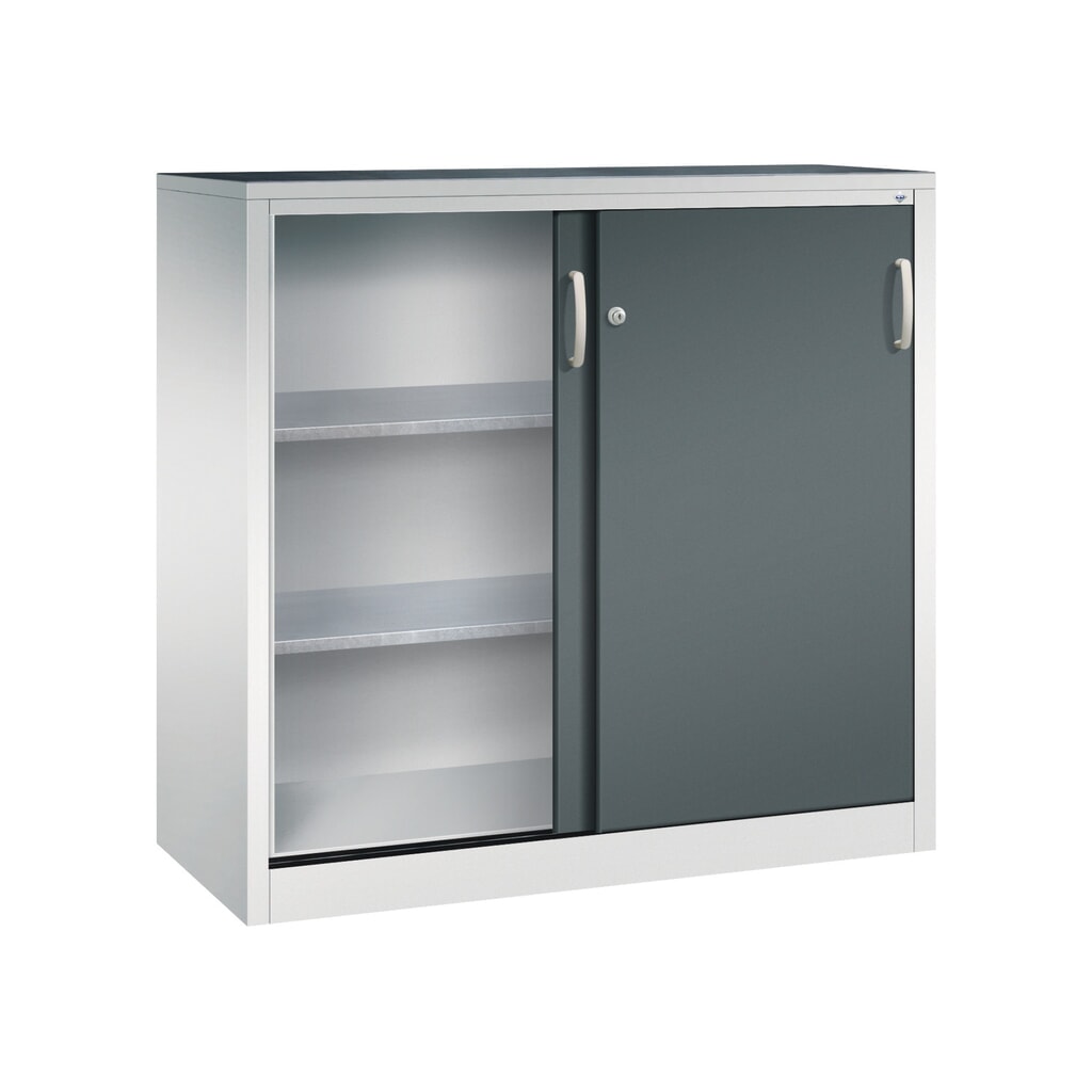 Zwarelast-schuifdeurenkast C+P, hxbxd 1.200 x 1.200 x 500 mm, lichtgrijs, antracietgrijs Productafbeelding nr. 3: Zwarelast-schuifdeurenkast C+P, hxbxd 1.200 x 1.200 x 500 mm, lichtgrijs, antracietgrijs