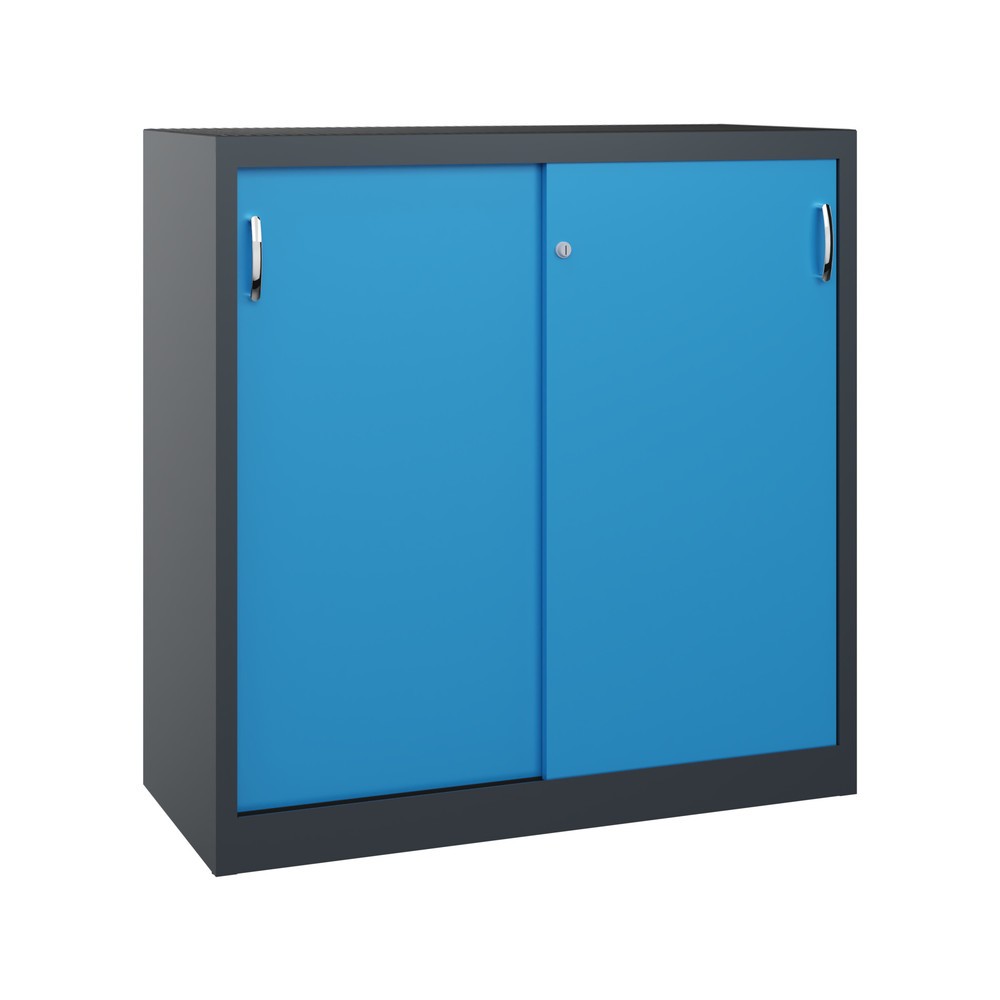 Product afbeelding: Zwarelast-schuifdeurenkast C+P, hxbxd 1.200 x 1.200 x 500 mm, antracietgrijs, lichtblauw