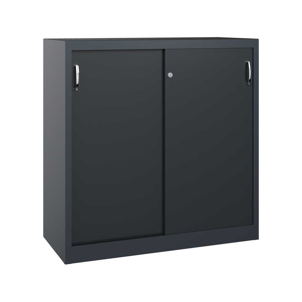 Zwarelast-schuifdeurenkast C+P, hxbxd 1.200 x 1.200 x 500 mm, antracietgrijs, zwartgrijs Product afbeelding: Zwarelast-schuifdeurenkast C+P, hxbxd 1.200 x 1.200 x 500 mm, antracietgrijs, zwartgrijs
