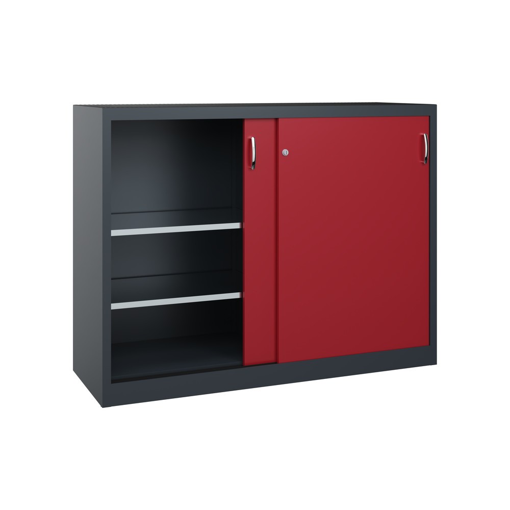 Productafbeelding nr. 2: Zwarelast-schuifdeurenkast C+P, hxbxd 1.200 x 1.600 x 500 mm, antracietgrijs, robijnrood