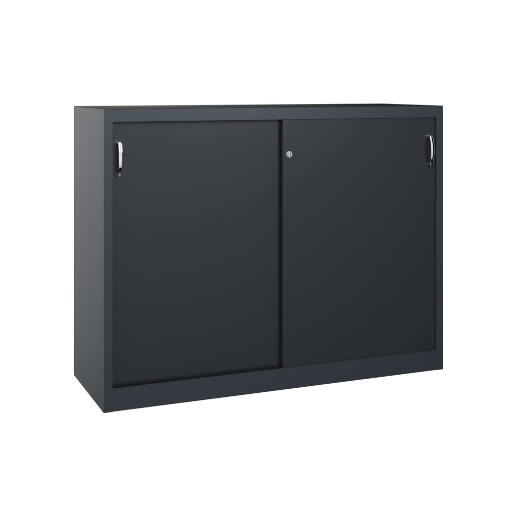Zwarelast-schuifdeurenkast C+P, hxbxd 1.200 x 1.600 x 500 mm, antracietgrijs, zwartgrijs Product afbeelding: Zwarelast-schuifdeurenkast C+P, hxbxd 1.200 x 1.600 x 500 mm, antracietgrijs, zwartgrijs