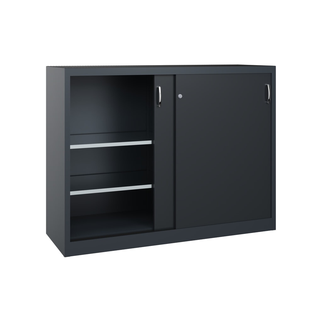 Zwarelast-schuifdeurenkast C+P, hxbxd 1.200 x 1.600 x 500 mm, antracietgrijs, zwartgrijs Productafbeelding nr. 2: Zwarelast-schuifdeurenkast C+P, hxbxd 1.200 x 1.600 x 500 mm, antracietgrijs, zwartgrijs