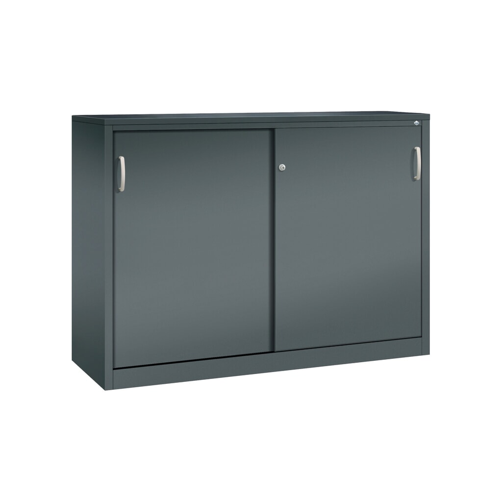 Zwarelast-schuifdeurenkast C+P, hxbxd 1.200 x 1.600 x 500 mm, antracietgrijs, antracietgrijs Product afbeelding: Zwarelast-schuifdeurenkast C+P, hxbxd 1.200 x 1.600 x 500 mm, antracietgrijs, antracietgrijs