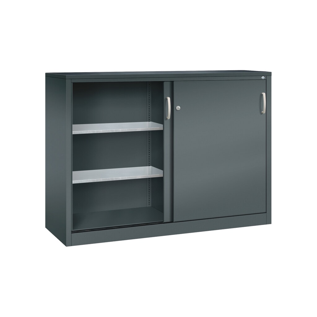 Zwarelast-schuifdeurenkast C+P, hxbxd 1.200 x 1.600 x 500 mm, antracietgrijs, antracietgrijs Productafbeelding nr. 3: Zwarelast-schuifdeurenkast C+P, hxbxd 1.200 x 1.600 x 500 mm, antracietgrijs, antracietgrijs
