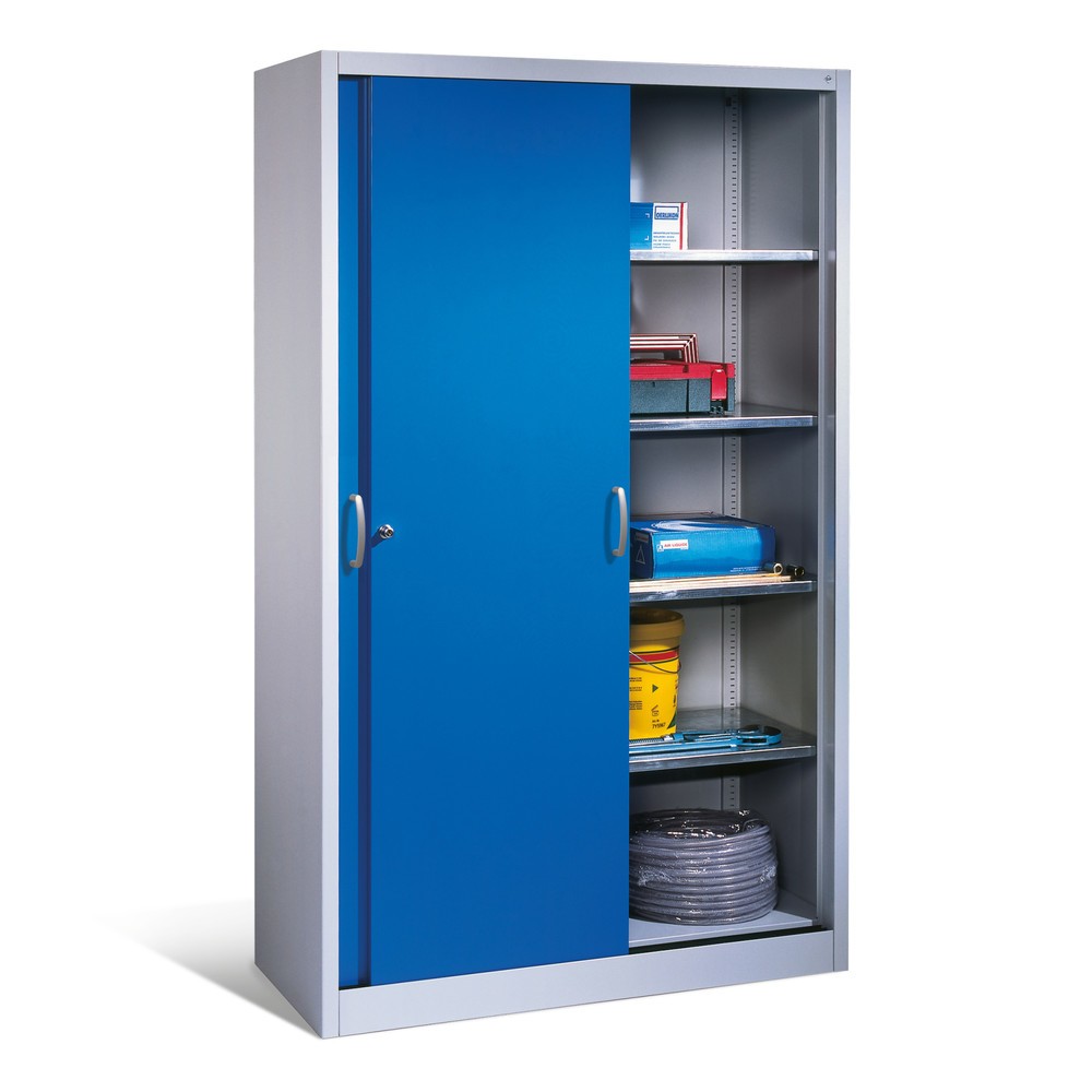 Productafbeelding nr. 4: Zwarelast-schuifdeurenkast C+P, hxbxd 1.950 x 1.200 x 500 mm, lichtgrijs, gentiaanblauw