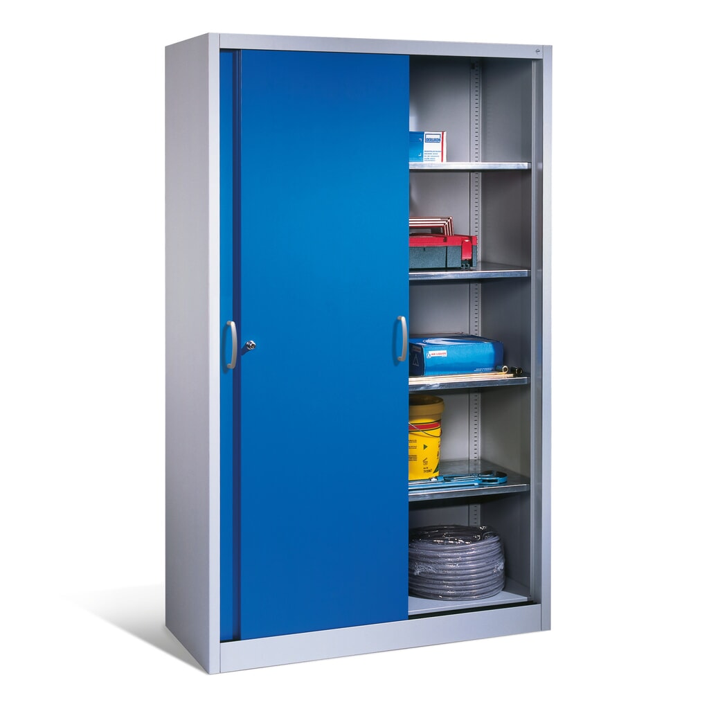 Productafbeelding nr. 4: Zwarelast-schuifdeurenkast C+P, hxbxd 1.950 x 1.200 x 500 mm, lichtgrijs, gentiaanblauw
