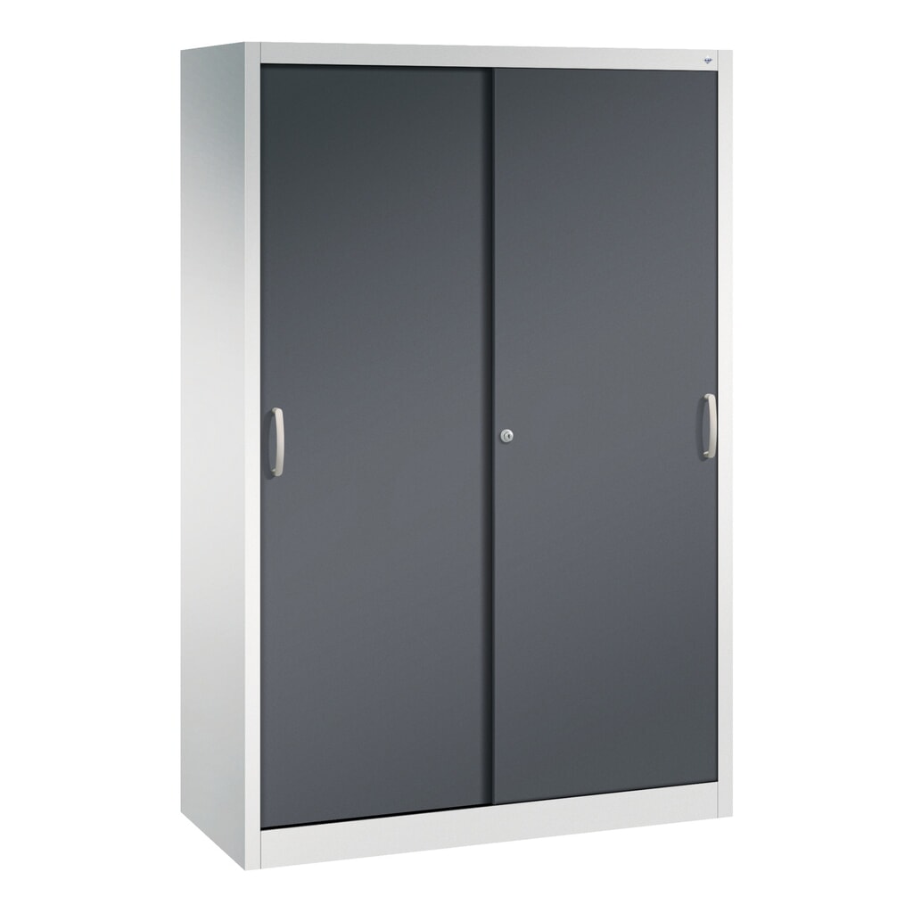 Zwarelast-schuifdeurenkast C+P, hxbxd 1.950 x 1.200 x 500 mm, lichtgrijs, zwartgrijs Product afbeelding: Zwarelast-schuifdeurenkast C+P, hxbxd 1.950 x 1.200 x 500 mm, lichtgrijs, zwartgrijs