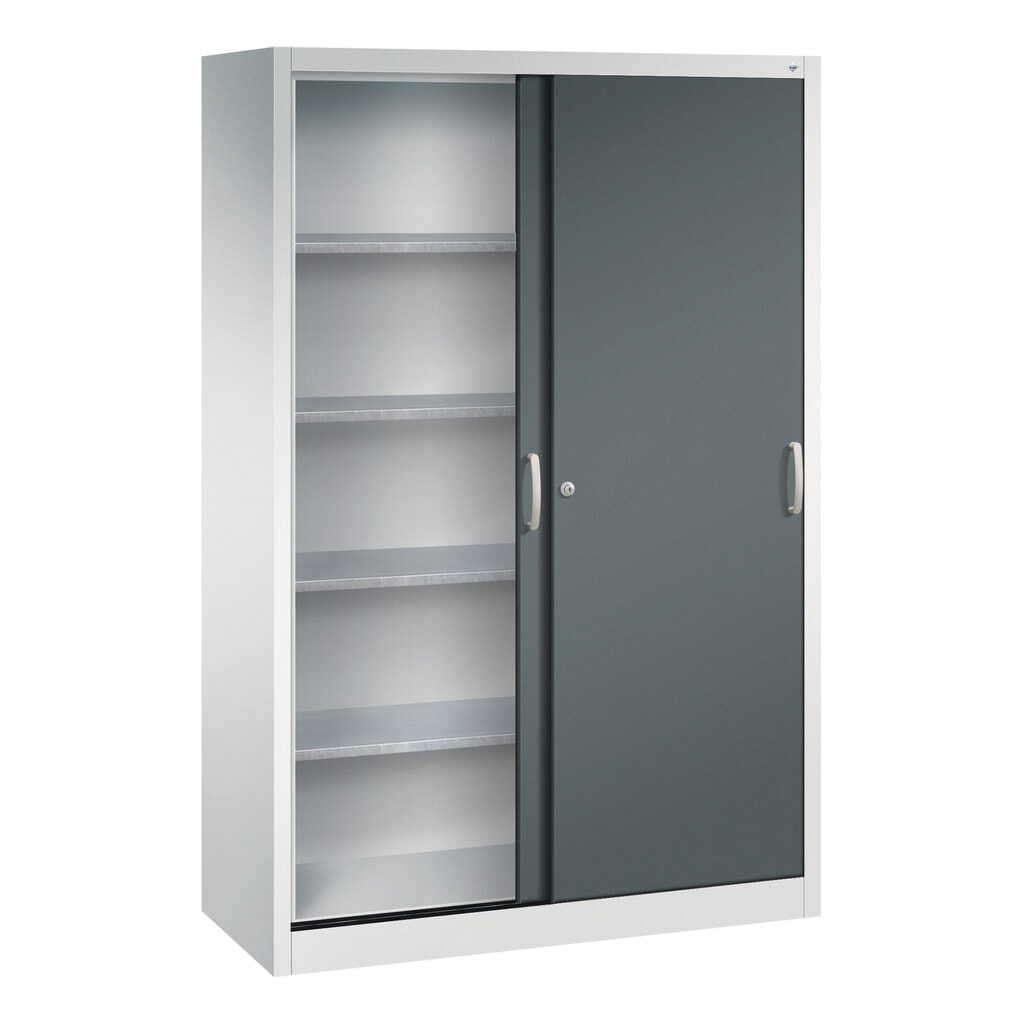 Zwarelast-schuifdeurenkast C+P, hxbxd 1.950 x 1.200 x 500 mm, lichtgrijs, antracietgrijs Productafbeelding nr. 3: Zwarelast-schuifdeurenkast C+P, hxbxd 1.950 x 1.200 x 500 mm, lichtgrijs, antracietgrijs