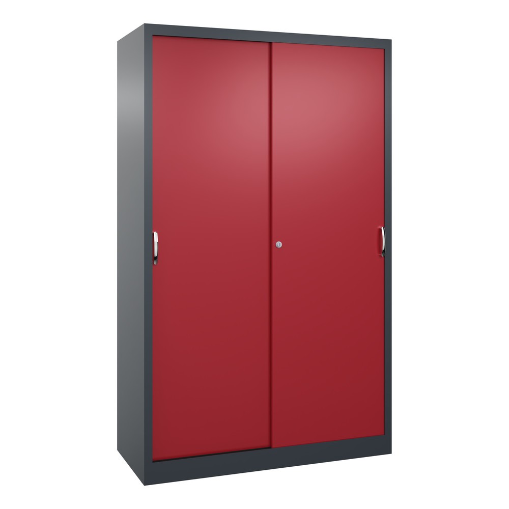 Product afbeelding: Zwarelast-schuifdeurenkast C+P, hxbxd 1.950 x 1.200 x 500 mm, antracietgrijs, robijnrood
