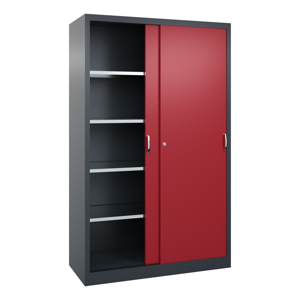 Productafbeelding nr. 2: Zwarelast-schuifdeurenkast C+P, hxbxd 1.950 x 1.200 x 500 mm, antracietgrijs, robijnrood