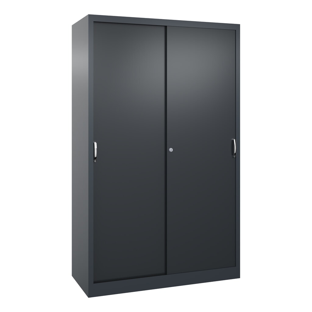 Zwarelast-schuifdeurenkast C+P, hxbxd 1.950 x 1.200 x 500 mm, antracietgrijs, zwartgrijs Product afbeelding: Zwarelast-schuifdeurenkast C+P, hxbxd 1.950 x 1.200 x 500 mm, antracietgrijs, zwartgrijs