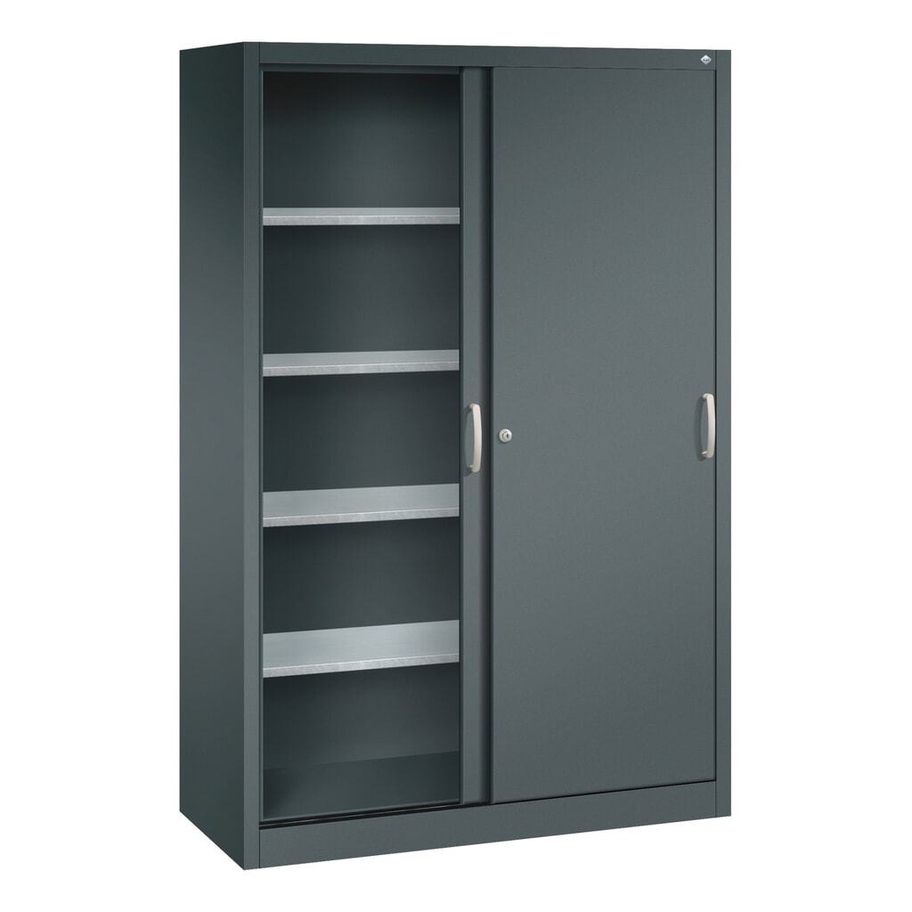 Zwarelast-schuifdeurenkast C+P, hxbxd 1.950 x 1.200 x 500 mm, antracietgrijs, antracietgrijs Productafbeelding nr. 3: Zwarelast-schuifdeurenkast C+P, hxbxd 1.950 x 1.200 x 500 mm, antracietgrijs, antracietgrijs