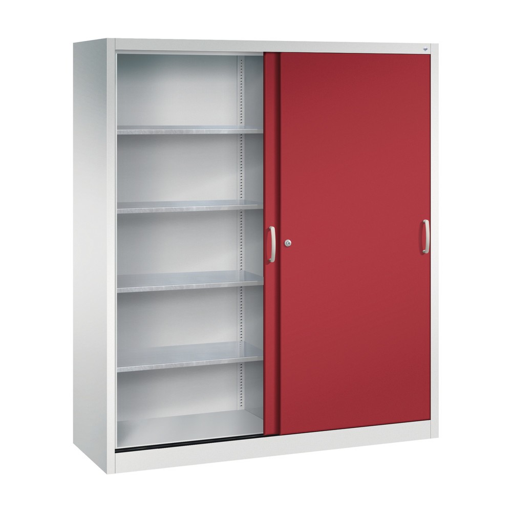Productafbeelding nr. 3: Zwarelast-schuifdeurenkast C+P, hxbxd 1.950 x 1.600 x 500 mm, lichtgrijs, robijnrood