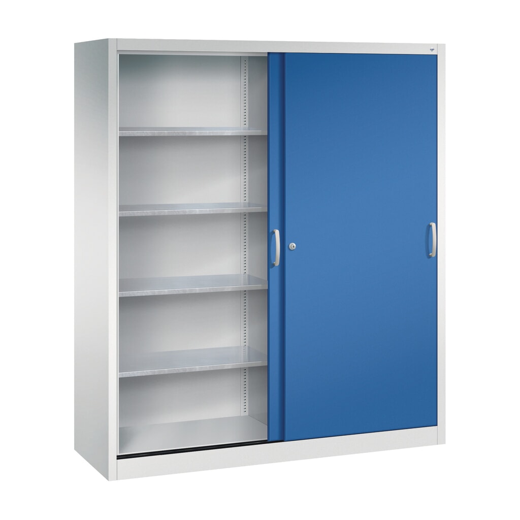 Productafbeelding nr. 3: Zwarelast-schuifdeurenkast C+P, hxbxd 1.950 x 1.600 x 500 mm, lichtgrijs, gentiaanblauw