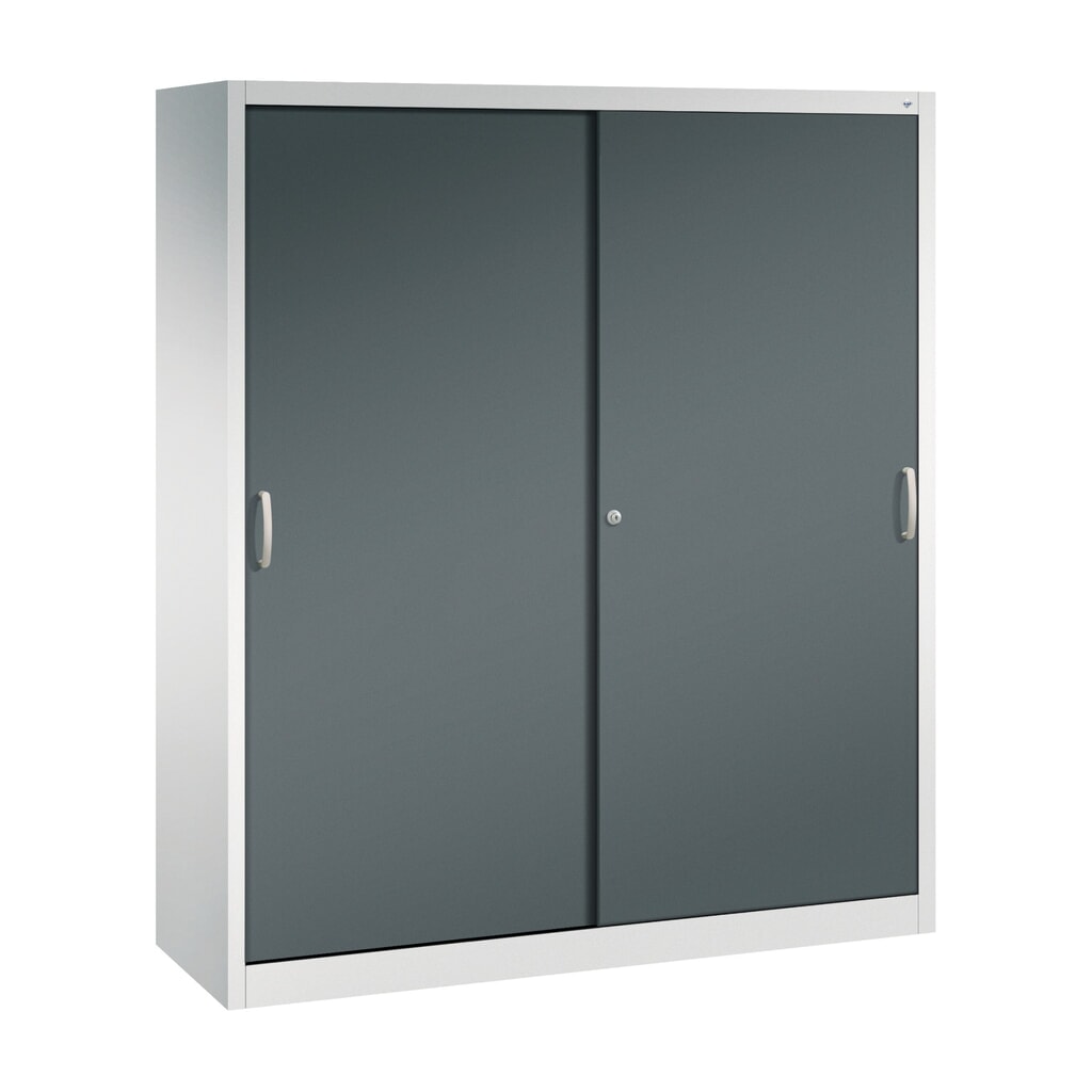Zwarelast-schuifdeurenkast C+P, hxbxd 1.950 x 1.600 x 500 mm, lichtgrijs, antracietgrijs Product afbeelding: Zwarelast-schuifdeurenkast C+P, hxbxd 1.950 x 1.600 x 500 mm, lichtgrijs, antracietgrijs