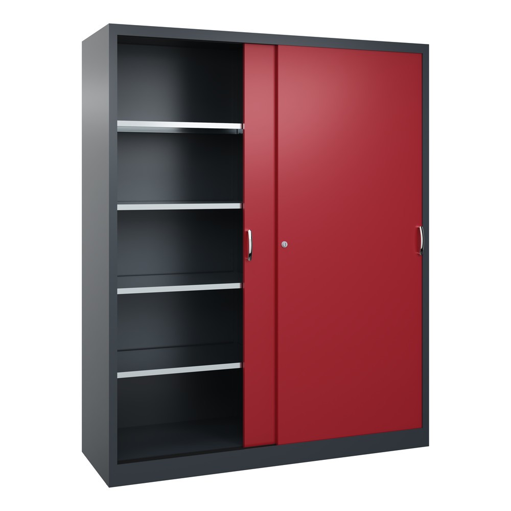 Productafbeelding nr. 2: Zwarelast-schuifdeurenkast C+P, hxbxd 1.950 x 1.600 x 500 mm, antracietgrijs, robijnrood