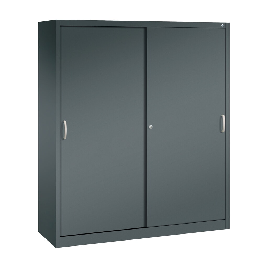 Zwarelast-schuifdeurenkast C+P, hxbxd 1.950 x 1.600 x 500 mm, antracietgrijs, antracietgrijs Product afbeelding: Zwarelast-schuifdeurenkast C+P, hxbxd 1.950 x 1.600 x 500 mm, antracietgrijs, antracietgrijs